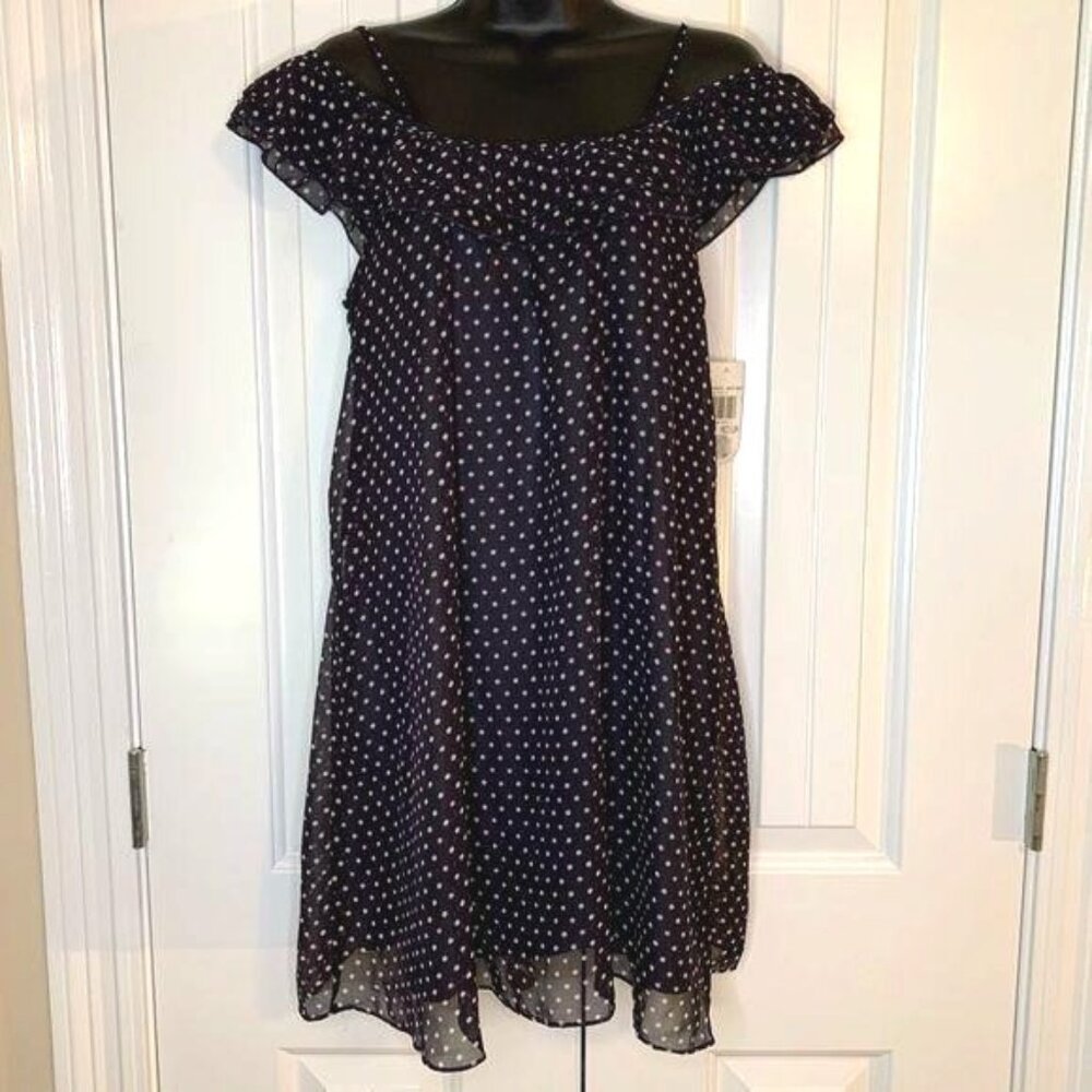 City Trends Polka Dot Off Shoulder Dress Medium